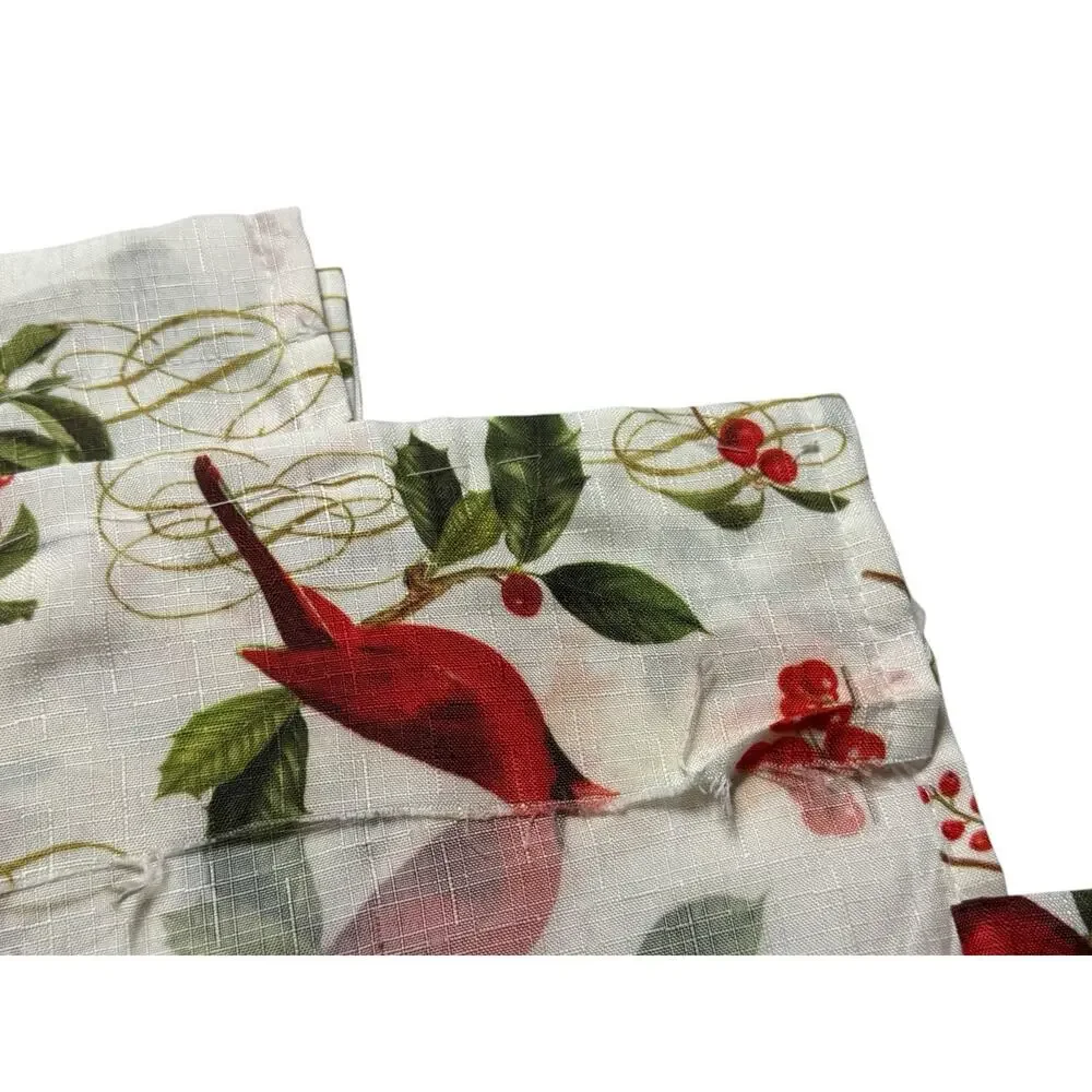 Set of 4 Cardinal Valances Short Curtains Red White Green Birds Print SKL Home